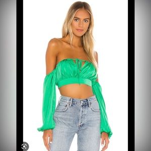 Super down reyba off shoulder crop top